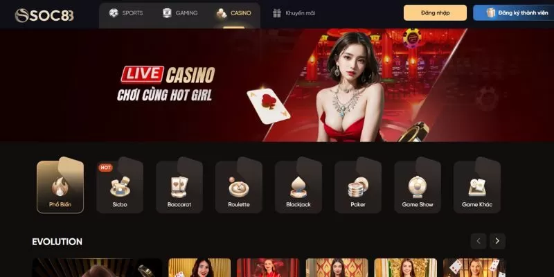 Khám phá kho game Casino đa dạng của Soc88 Khám phá kho game Casino đa dạng của Soc88